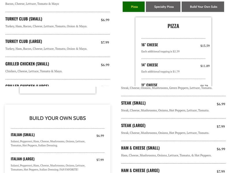 Creno's Pizza Bremen Menu