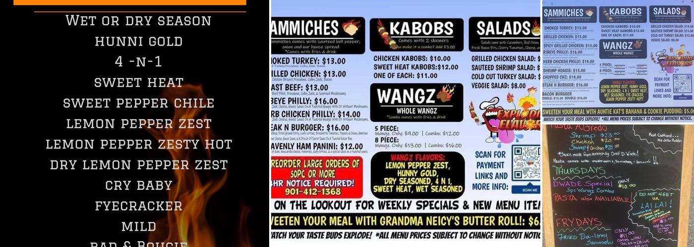 Exploding Flavors Menu