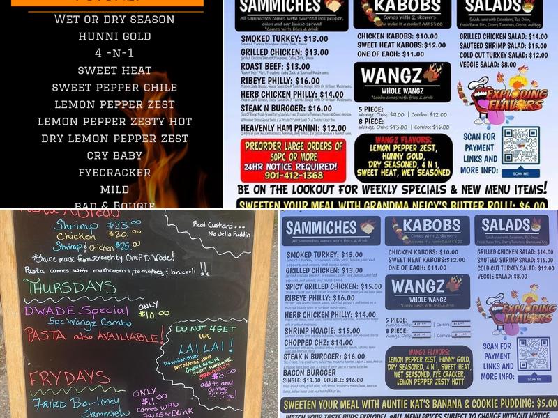 Exploding Flavors Menu