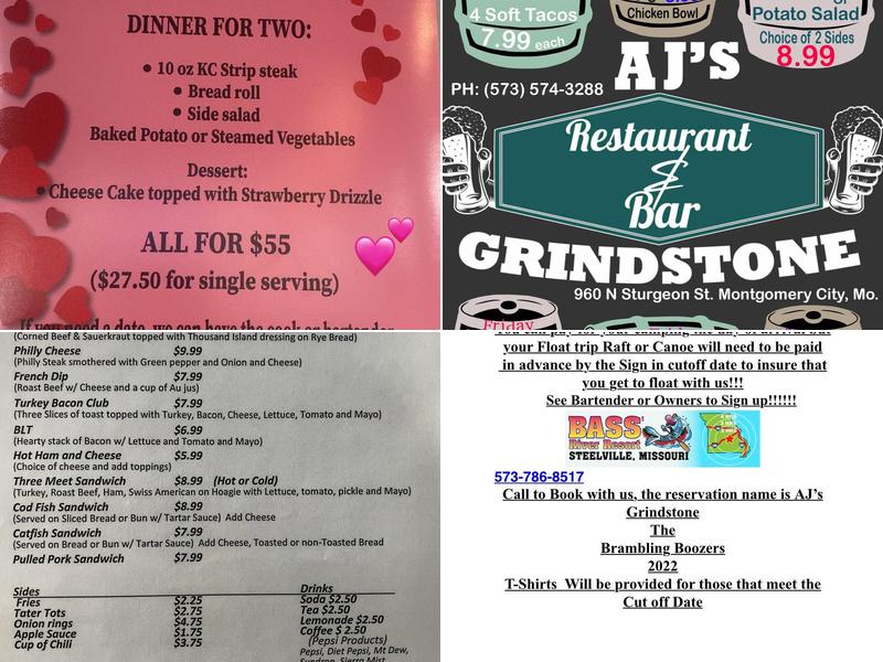 AJ's Grindstone Restaurant & Bar Menu