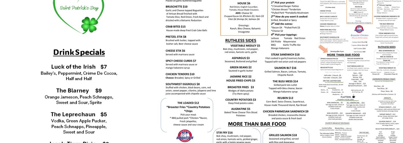 Ruthless Bar & Patio Menu