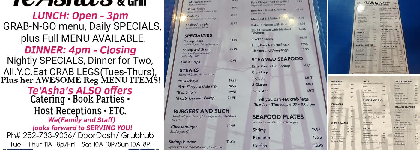 Te'Asha's Kitchen and Grill Menu