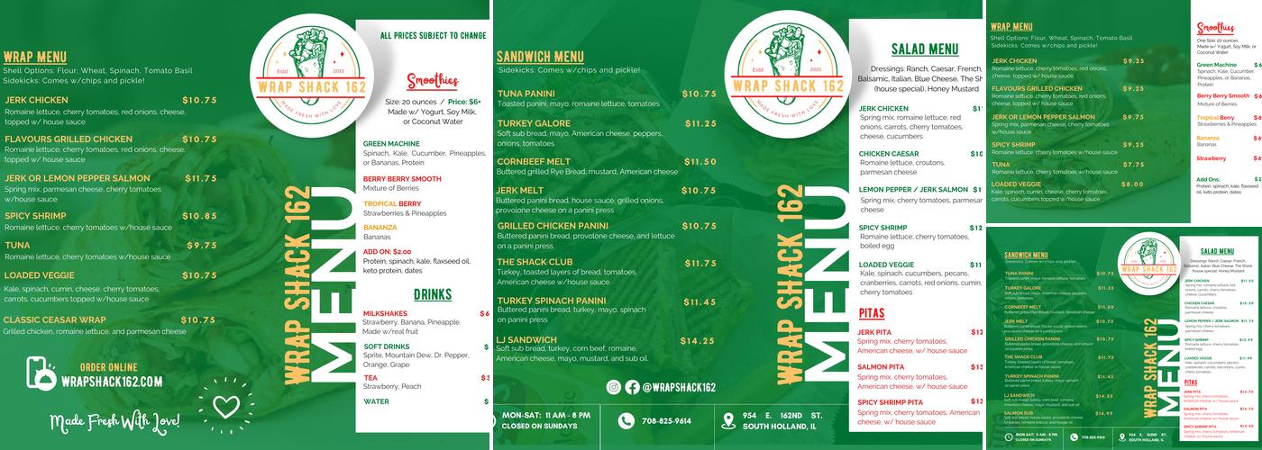 WrapShack 162 Menu