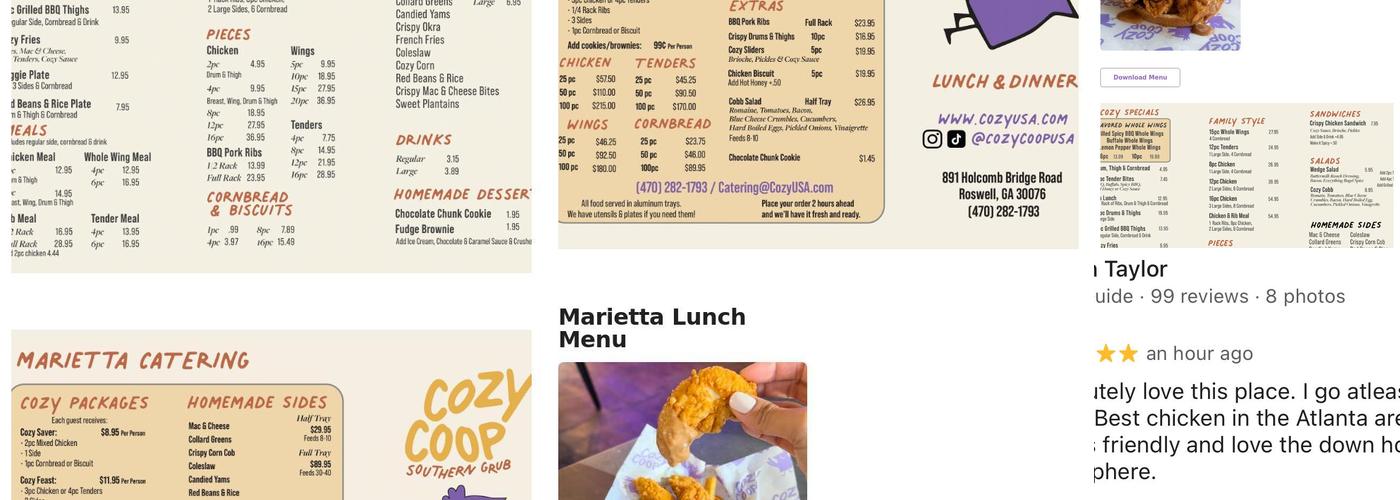 Cozy Coop Marietta Menu