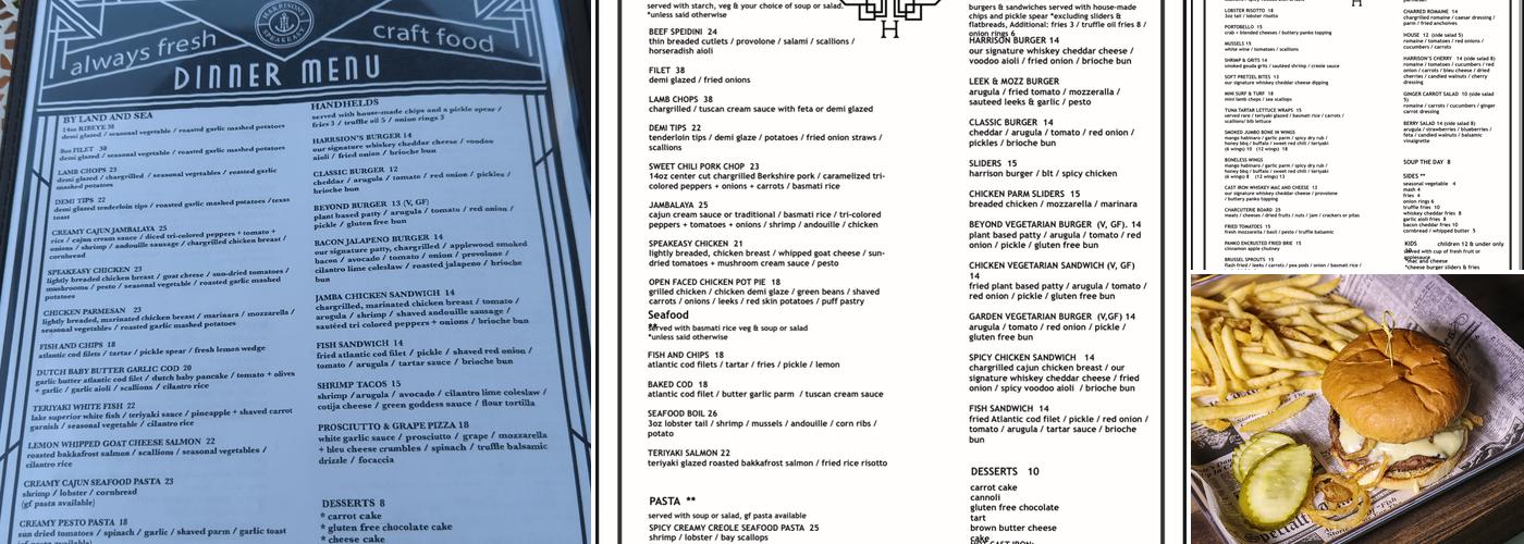 Harrison's Speakeasy Menu