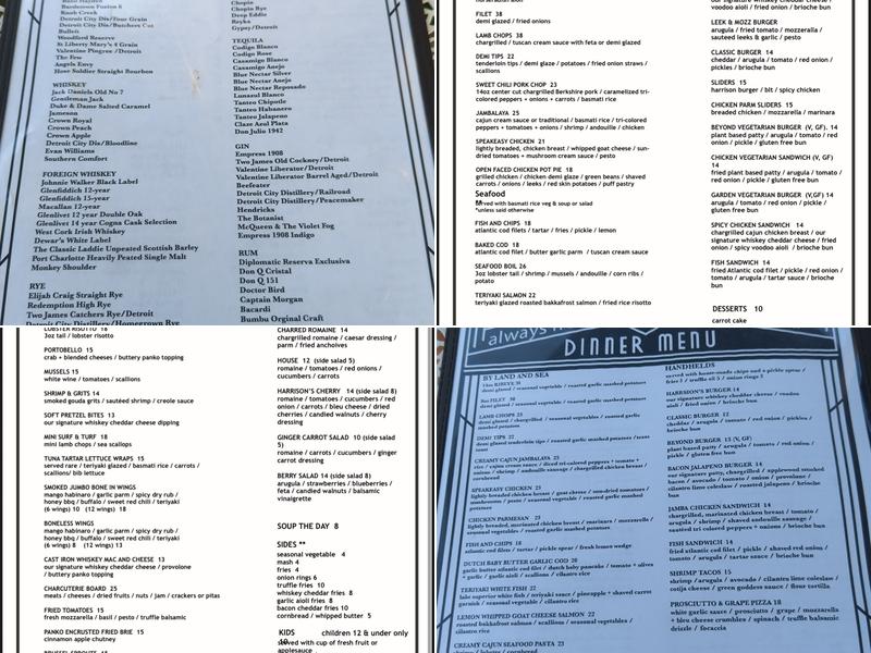 Harrison's Speakeasy Menu