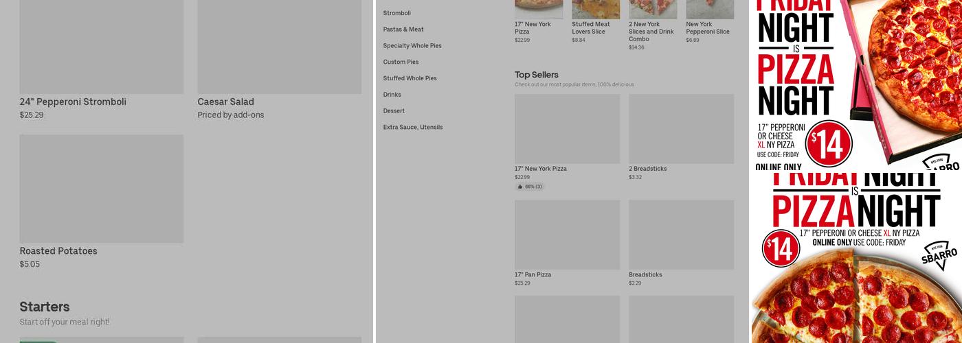 Sbarro Menu