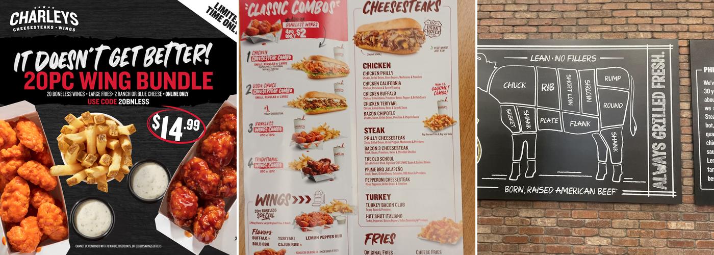 Charleys Cheesesteaks and Wings Menu