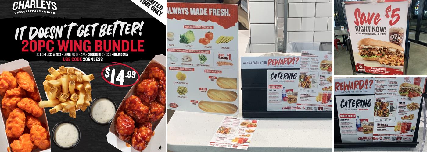 Charleys Cheesesteaks and Wings Menu