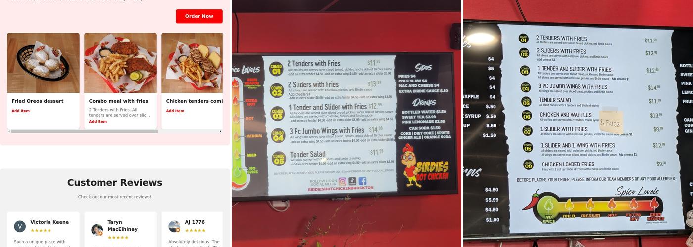 Birdies Hot Chicken Menu