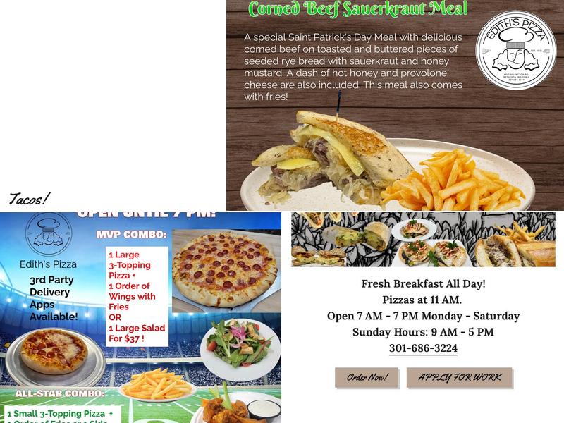 Edith's Pizza Menu