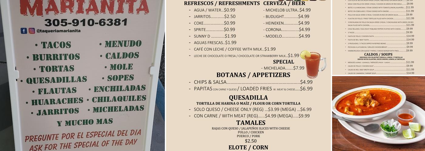 Taqueria Marianita Menu
