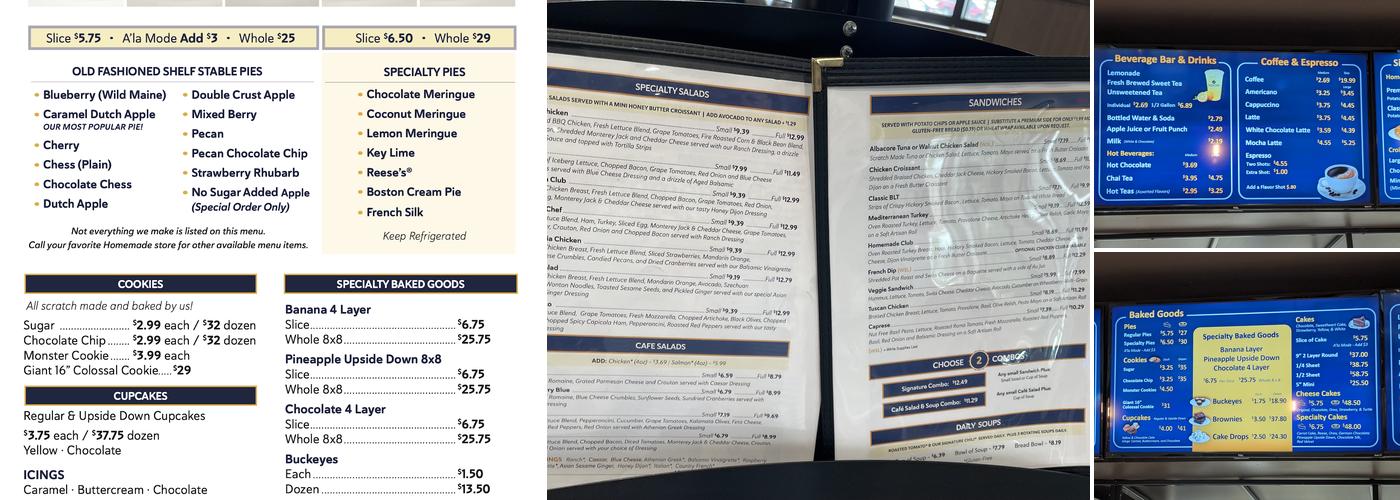 Homemade Café & Bakery Menu