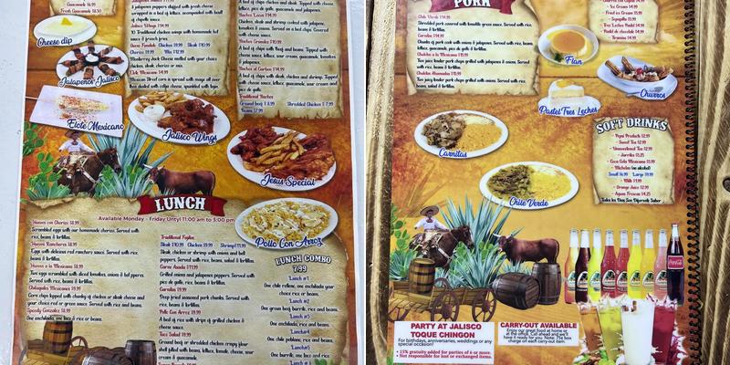 Jalisco El Toque Chingon Mexican Seafood & Grill Menu