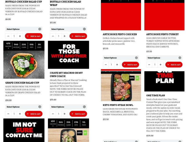 Power Fit Meals Warehouse Menu