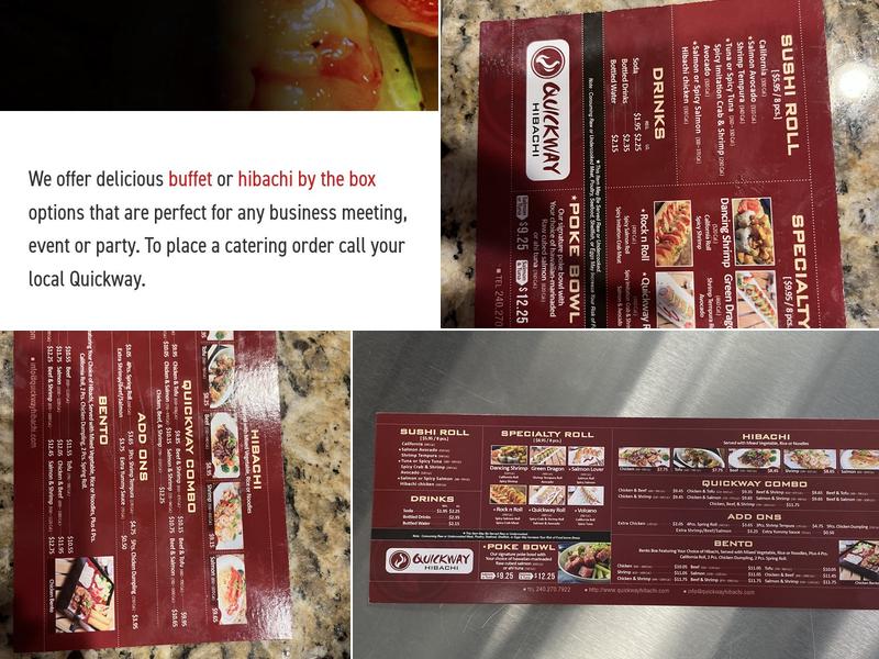 Quickway Japanese Hibachi Menu