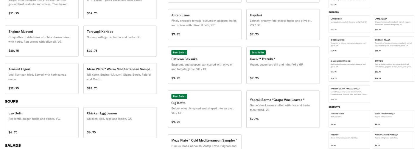 Lavash Bar & Grille Menu