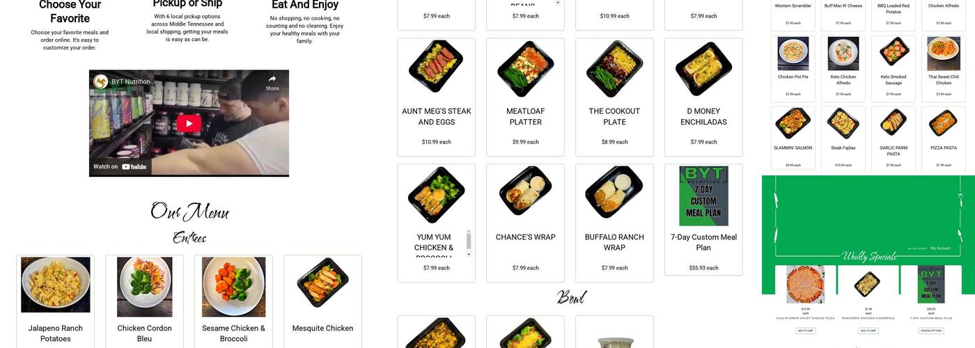 Build Your Temple Nutrition Menu