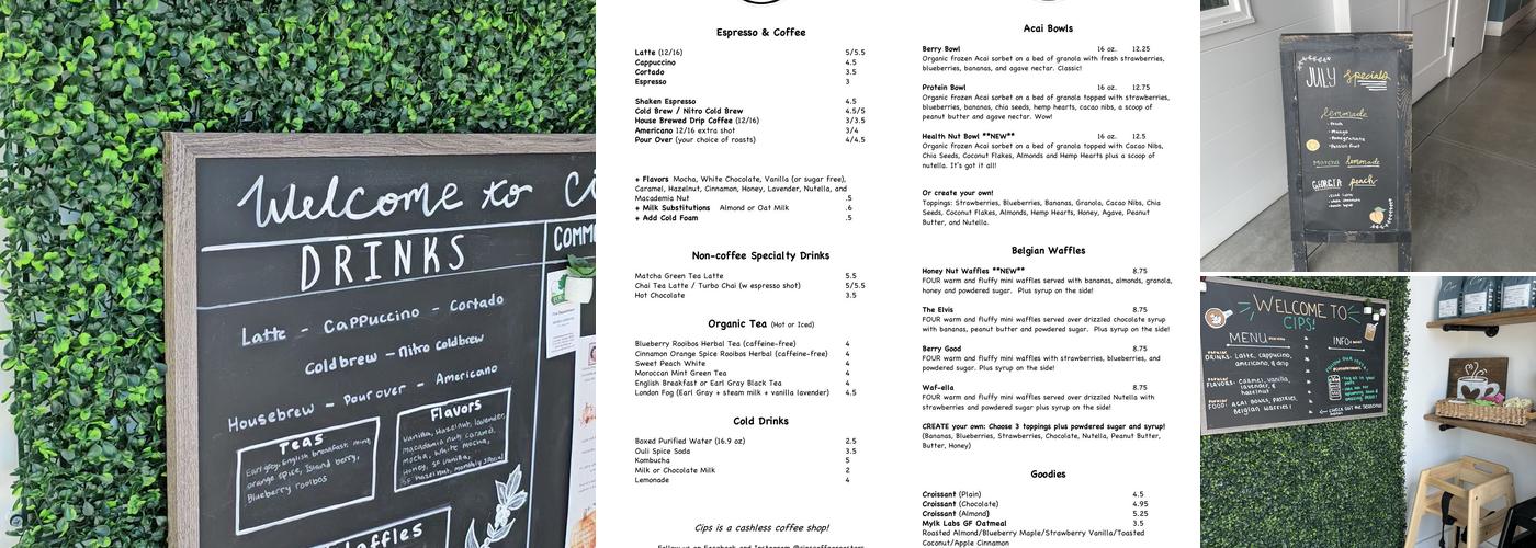 Cips Coffee Roasters Menu