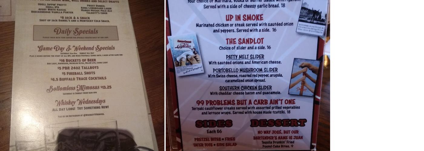 Whiskey Tango Foxtrot Milford Menu