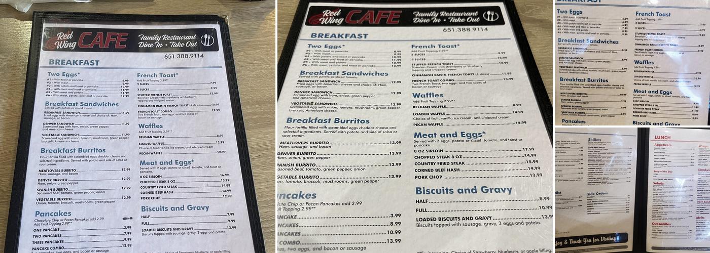 Red Wing Cafe Menu