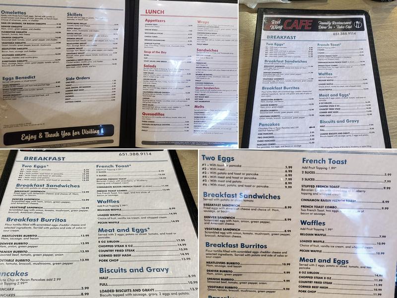 Red Wing Cafe Menu
