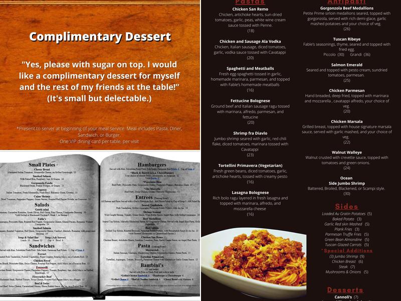 Fable's Kitchen & Bar Menu