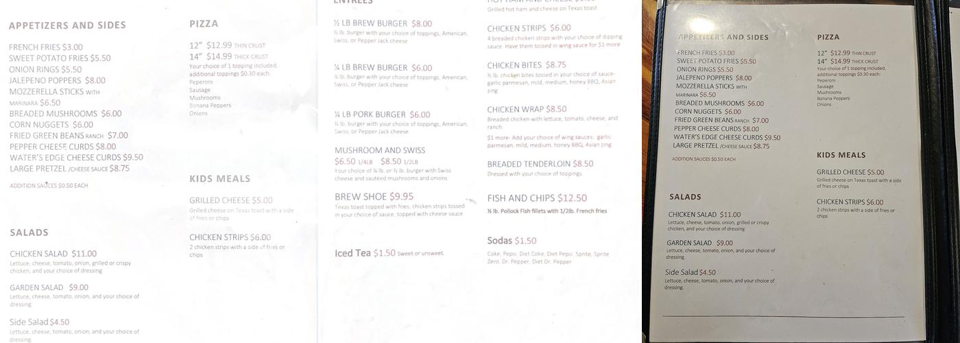 Two Brews Menu