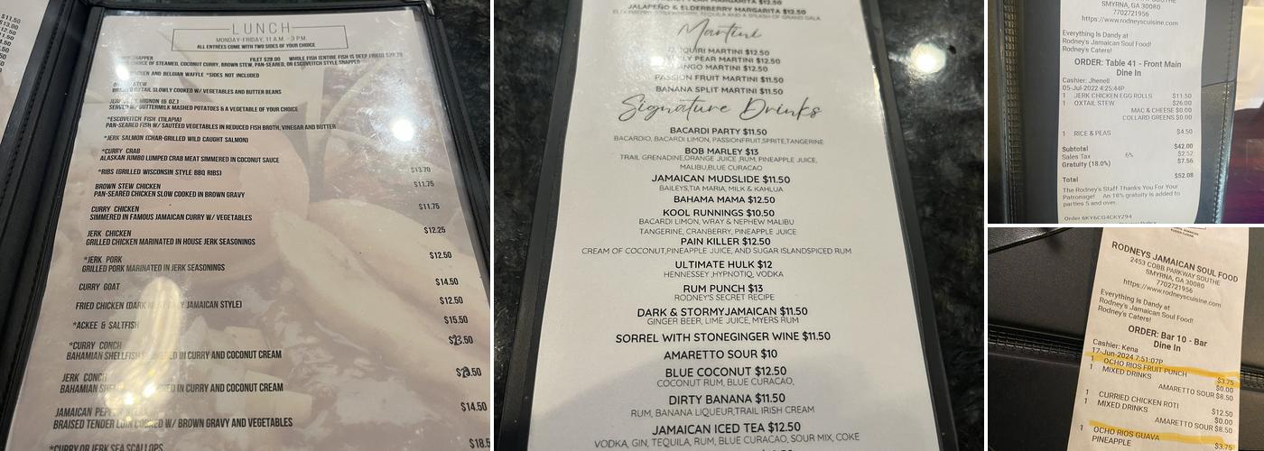 Rodney’s Jamaican Soul Food Menu