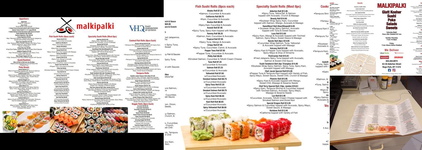 Malki Palki Kosher Restaurant Menu