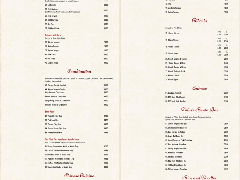 Shogun Menu