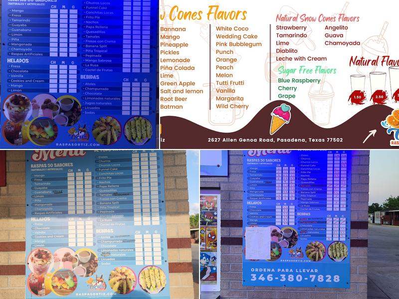 Raspas Ortiz Menu