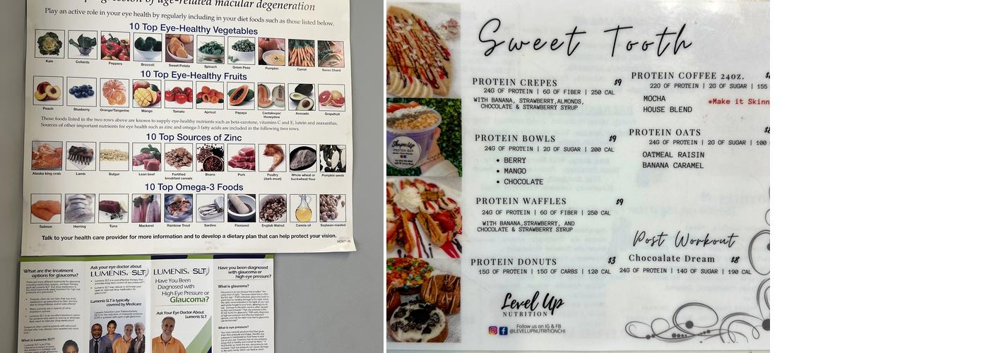 Shape Up Nutrition Menu