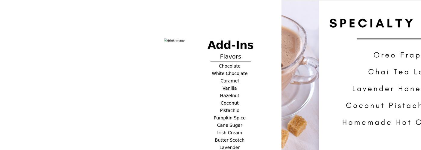 Chill Latte Menu