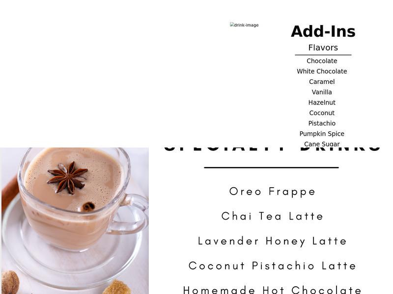 Chill Latte Menu