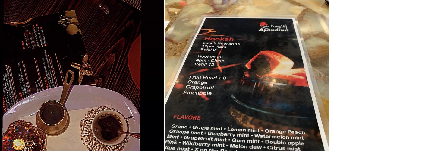 AFANDINA HOOKAH LOUNGE Menu