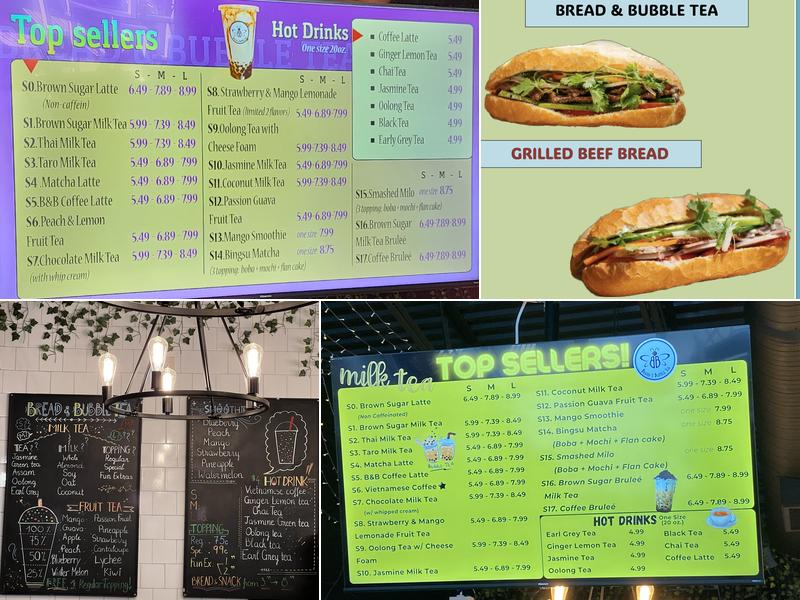 Bread & Bubble Tea Menu