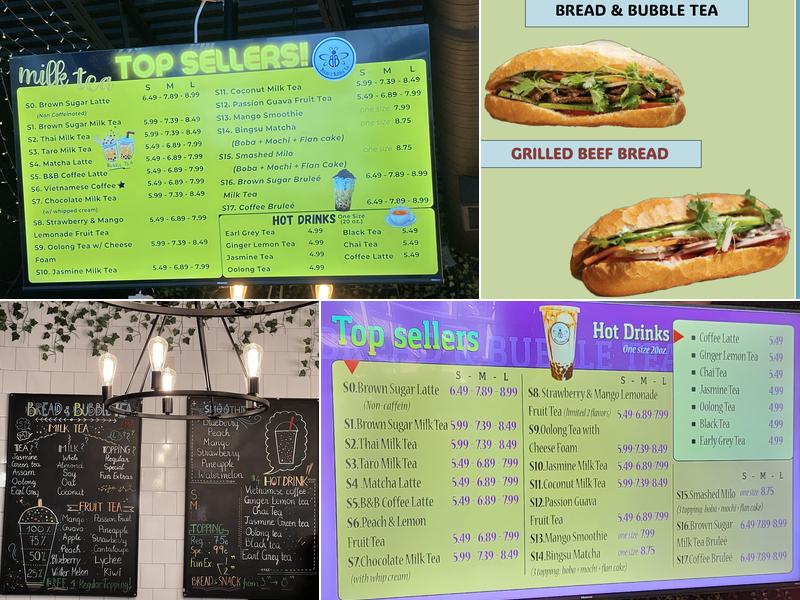 Bread & Bubble Tea Menu