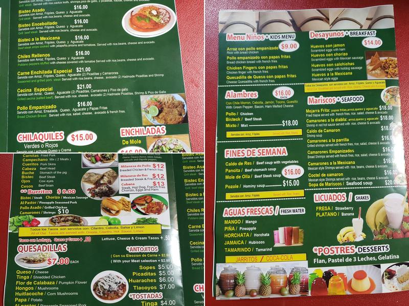 Taqueria Y Restaurant El Charly Menu