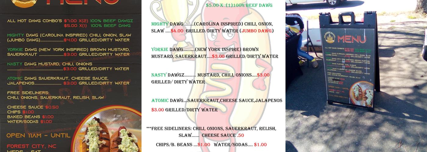 My Mighty Dawgz Menu