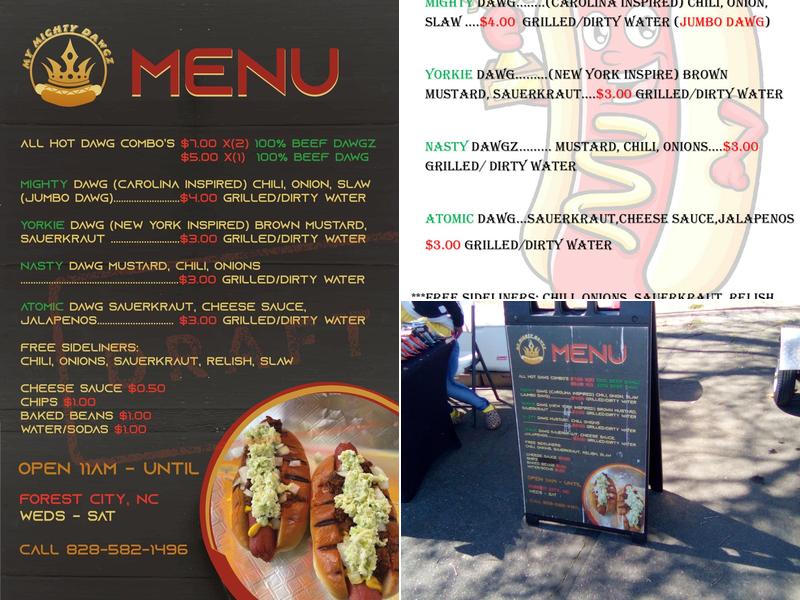 My Mighty Dawgz Menu