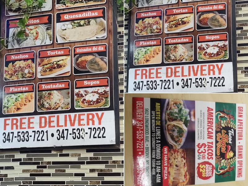 Tacos Los Tigres del Bronx Menu