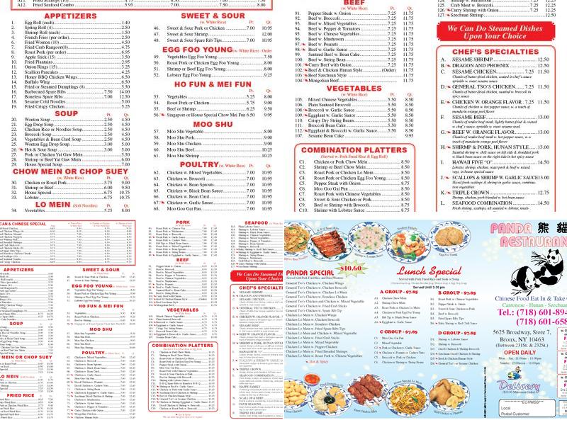 panda Chinese restaurant Menu