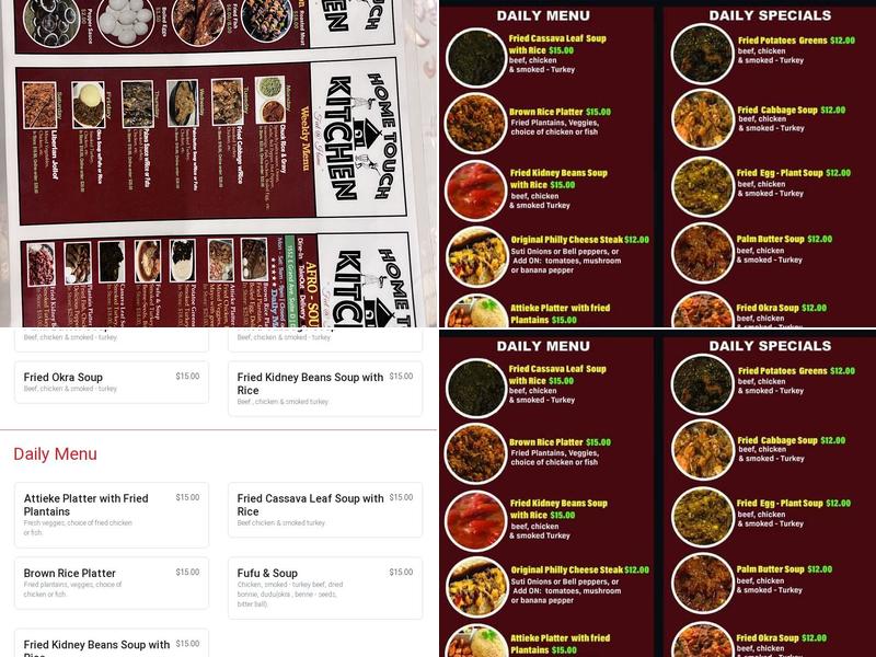 Home Touch Kitchen LLC Menu