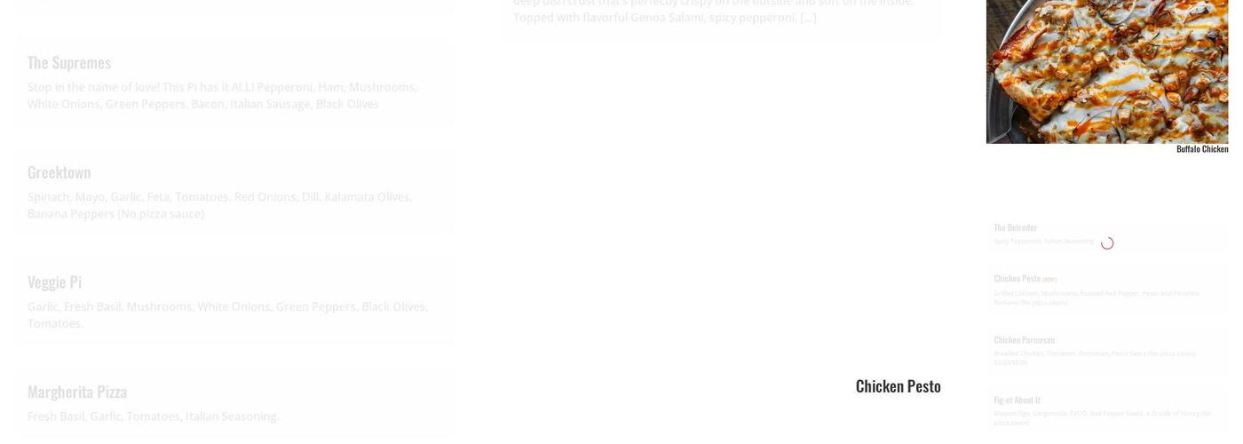 Pi Squared Pizza Menu