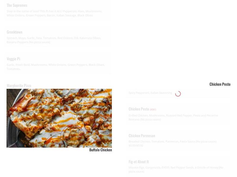 Pi Squared Pizza Menu