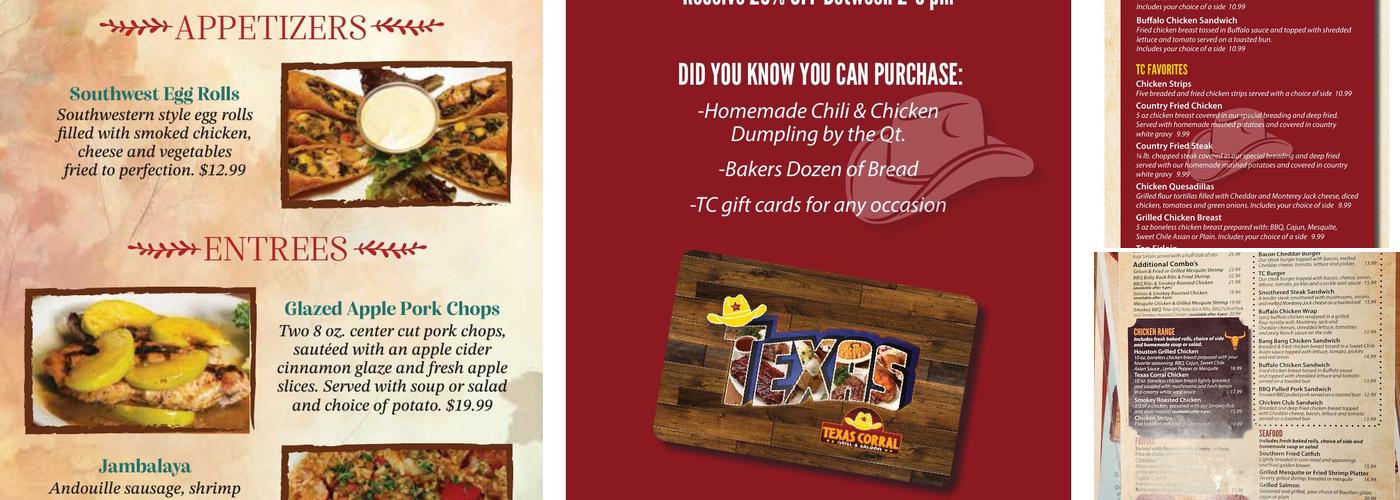 Texas Corral Menu