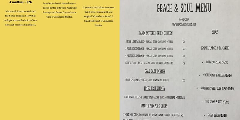 Grace and Soul Culinary Foodtruck and Catering Menu