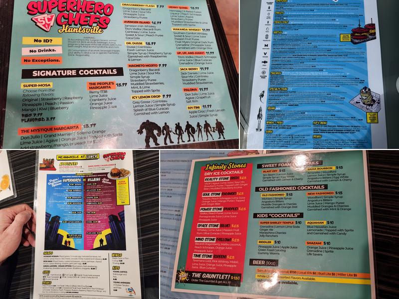 Superhero Chefs Menu