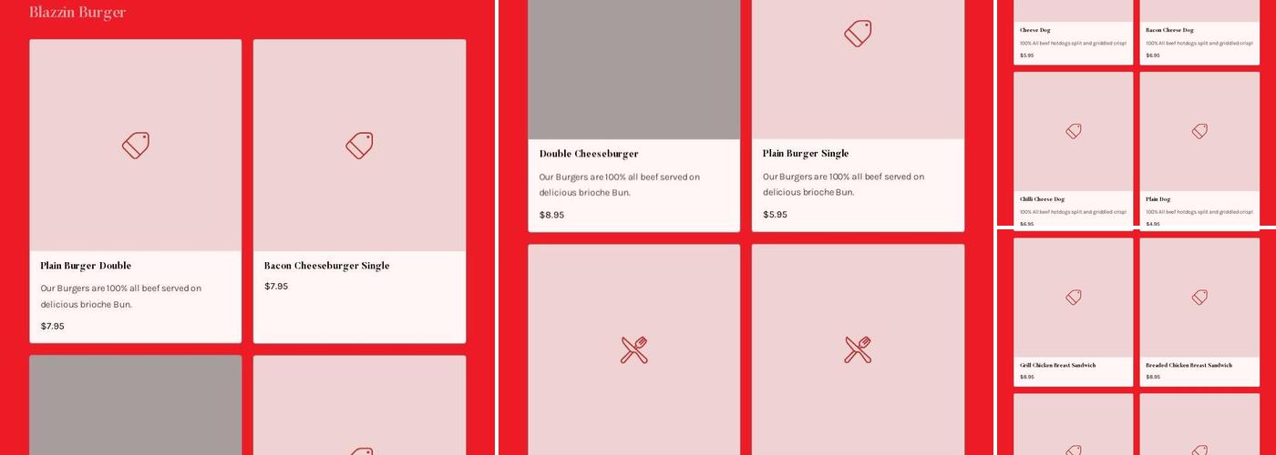 Blazzin Burgers Fries & Shakes Menu